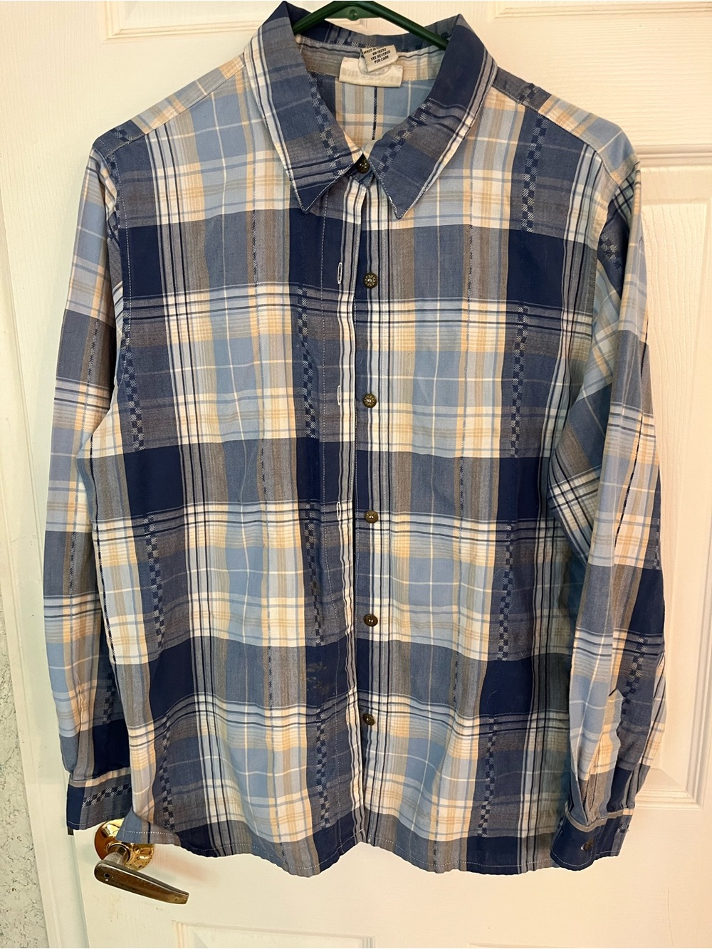 Alfred Dunner women's  Blue Plaid Button-Up Shirt size 18